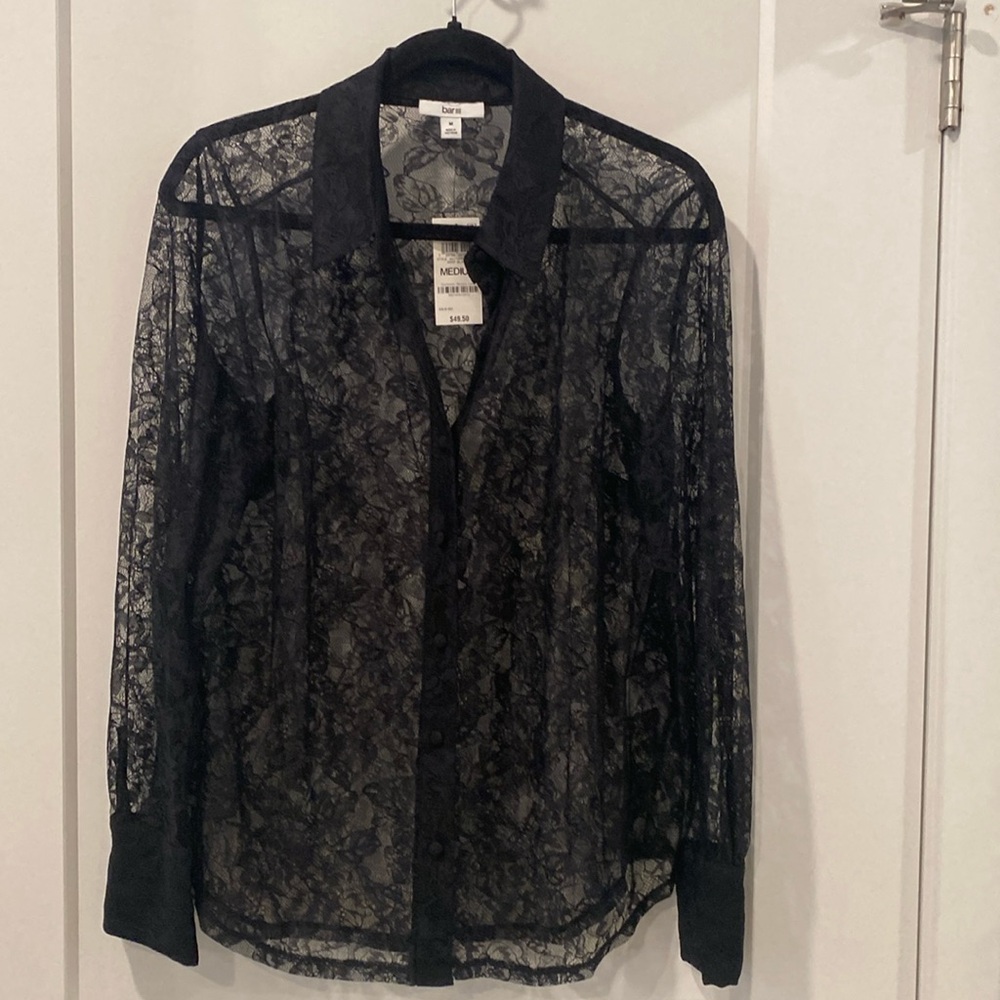 Lace black top, Bar III, size M.